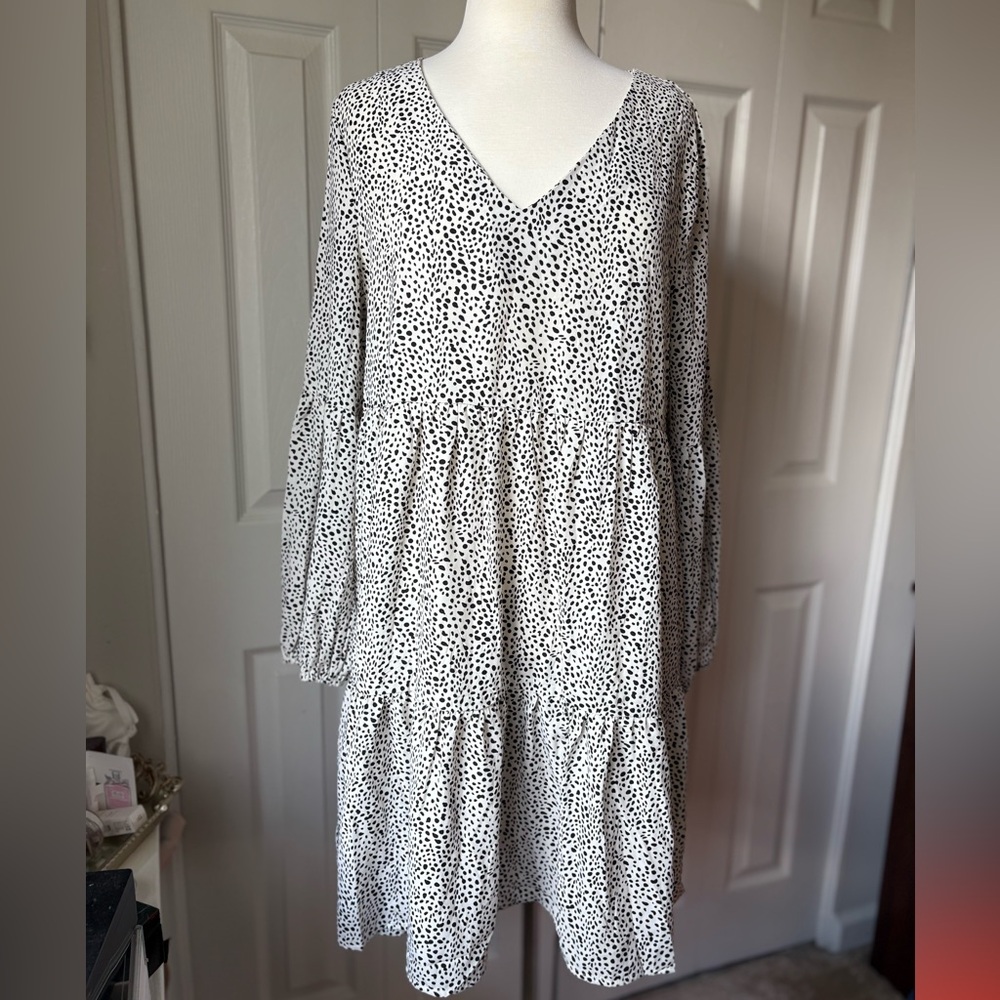 Elegant Black and White Polka Dot Dress